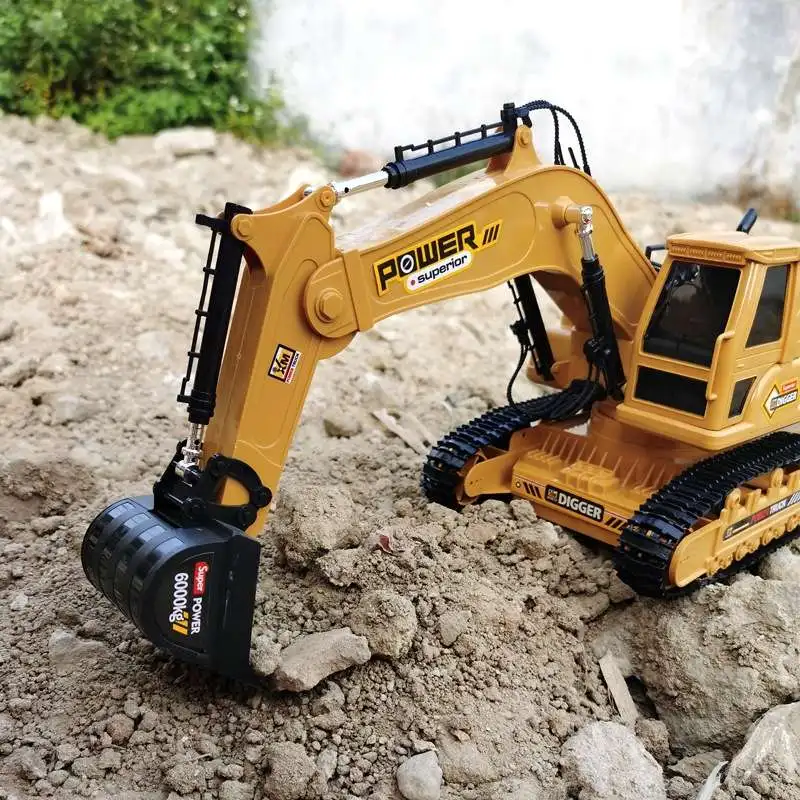 Huina 1:18 Large Alloy Remote Control Excavator 9 Channel Crawler Excavator Children Boy Competition Engineering Vehicle Model