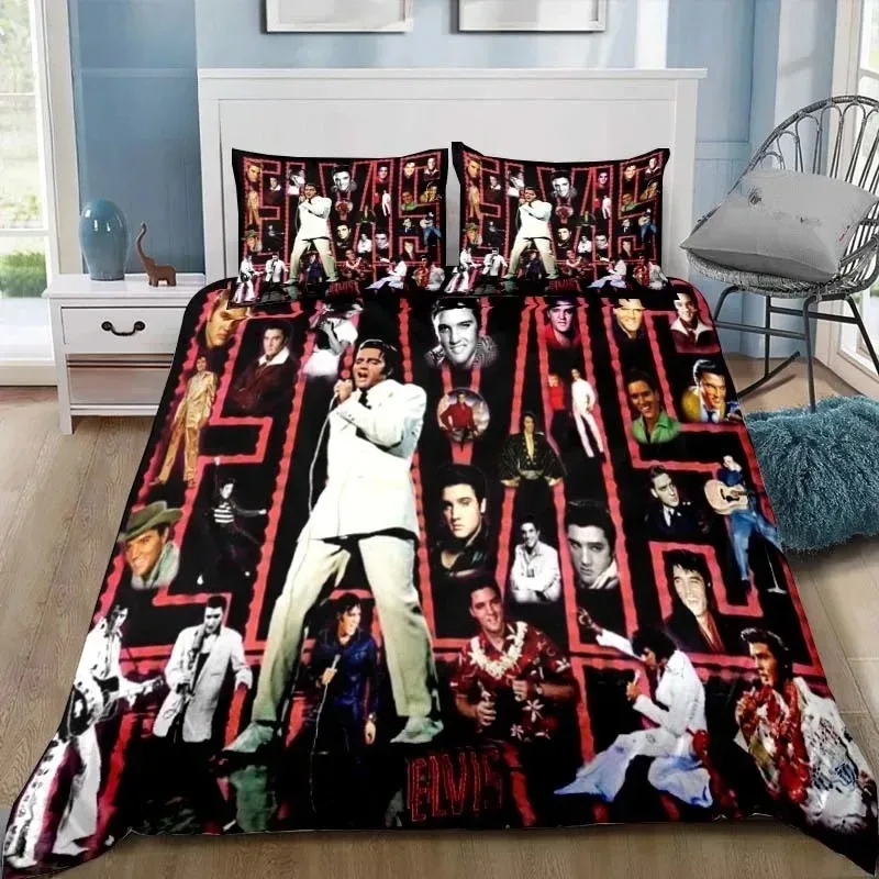 Poster Collection E-Elvis Presley Bedding Set Single Twin Full Queen King Size Bed Set Adult Kid Bedroom Bedding Gift