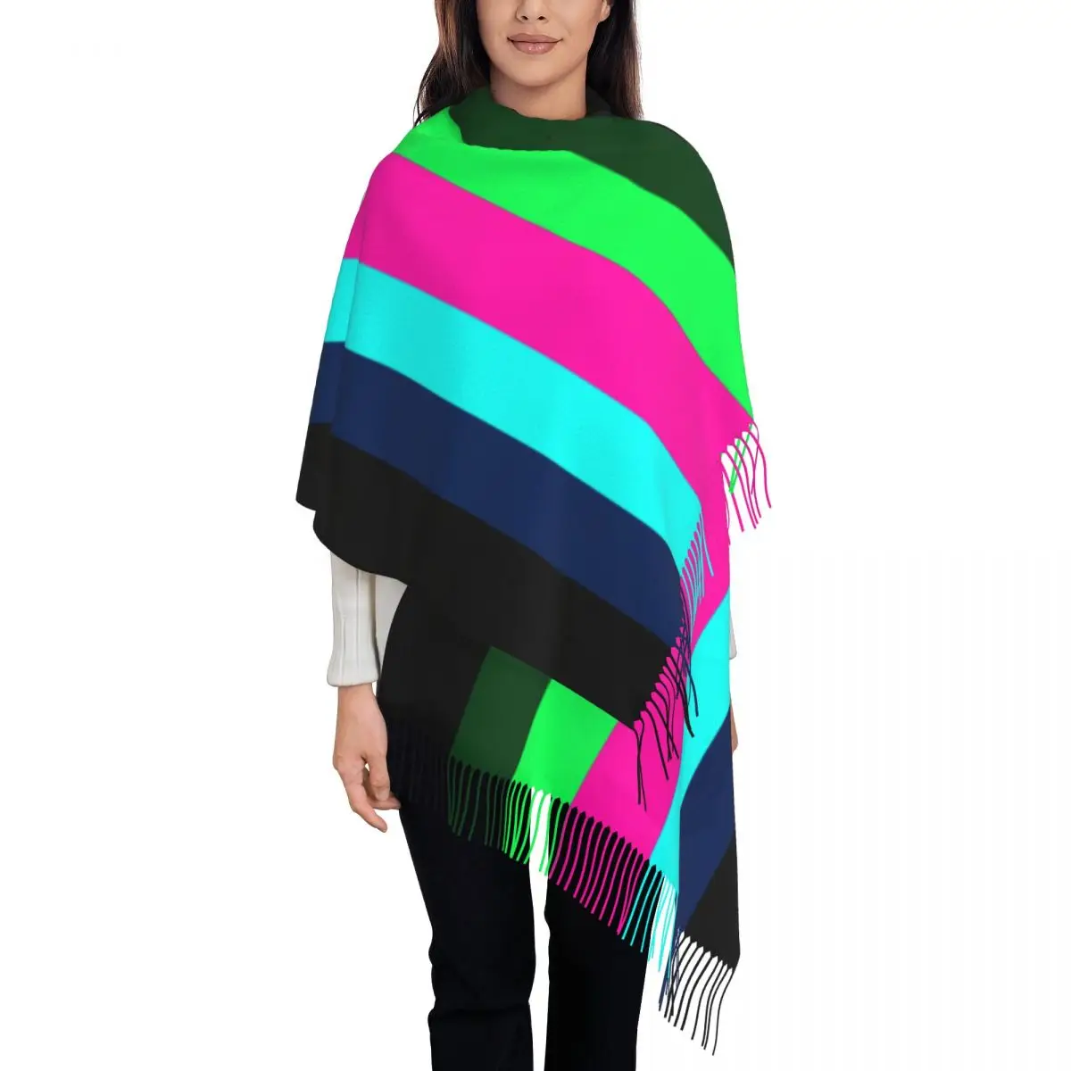 Custom Msi Mindless Rock Self Indulgence Flag Scarf Wrap for Women Long Winter Fall Warm Tassel Shawl Unisex Electro Scarves