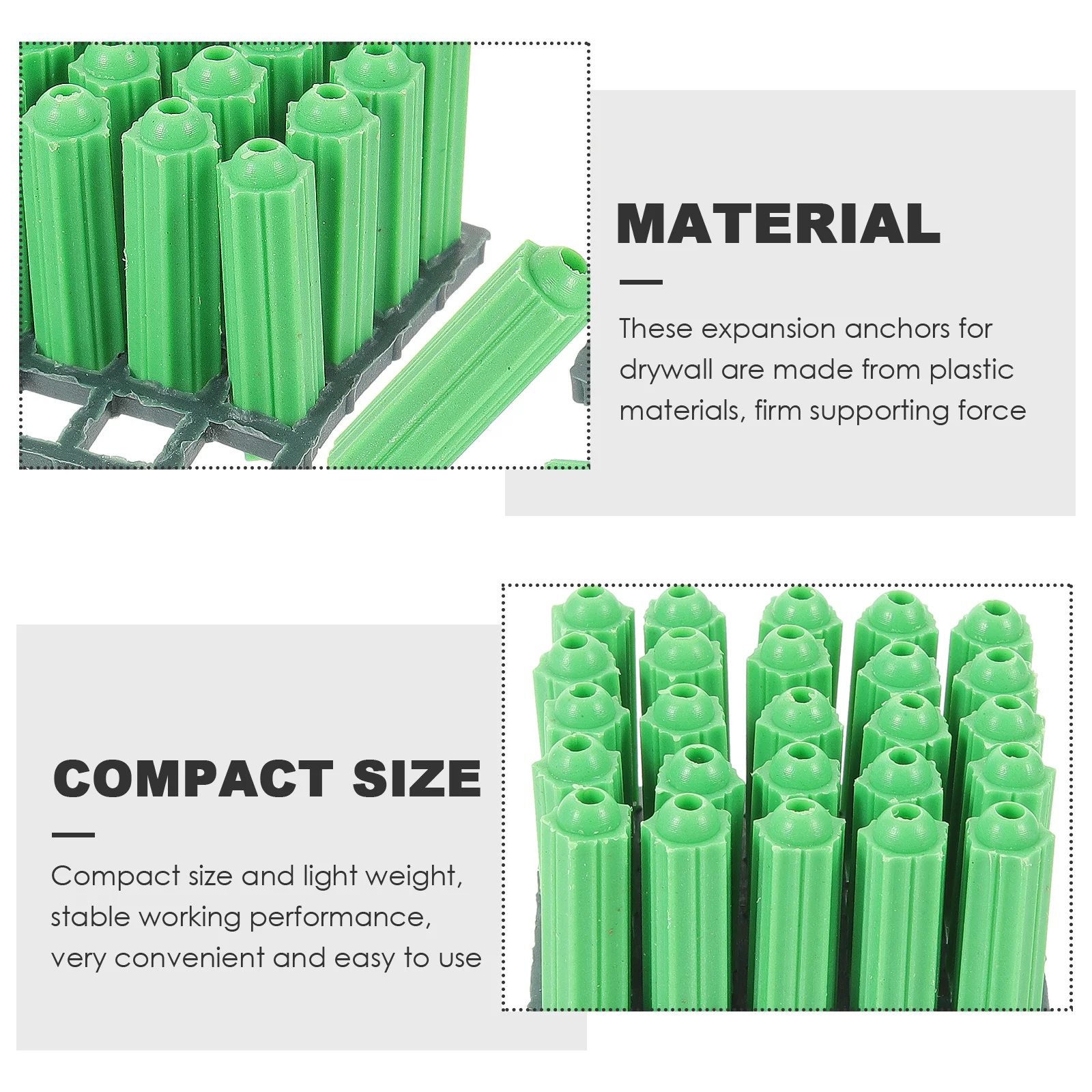 

100pcs Plastic Expansion Tube Anchors Self-tapping Wall Drilling Spiral Drywall Kit Heavy Duty Concrete Brick Gypsum