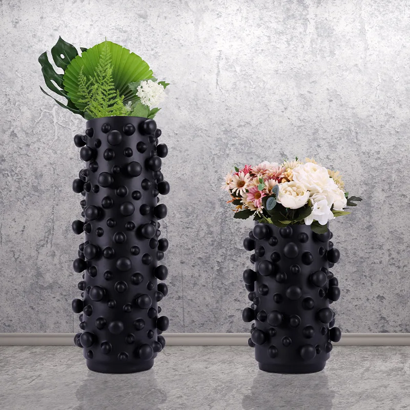 

Resin vase Black and White abstract Dots Round irregular bumps Bump Resin crafts ornaments Storage organization Home Decoration