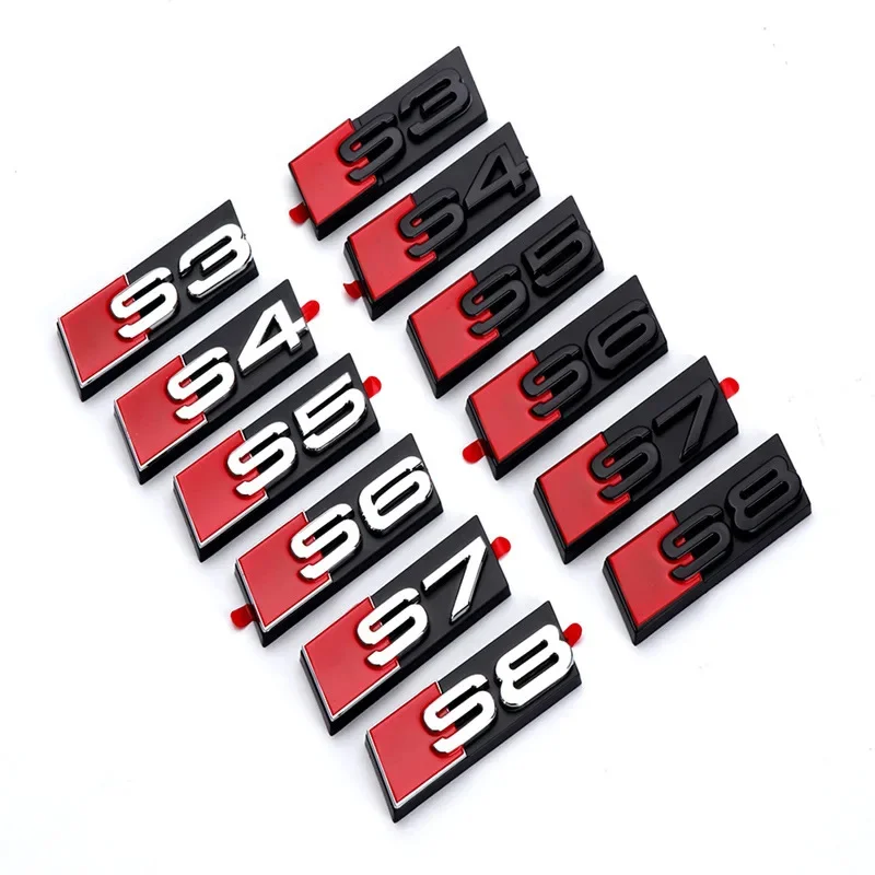 3D ABS Chrome Black S3 S4 S5 S6 S7 S8 Emblem Car Front Grille Badge For Audi S3 S4 S5 S6 S7 S8 Accessories