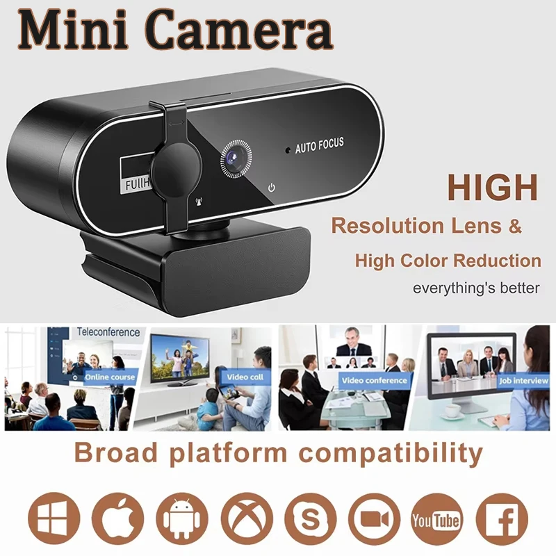 Mini Camera 4K Webcam with Microphone Auto Focus PC Laptop Video Shooting Camera USB Interface Full HD Webcam 2026 NEW image 2