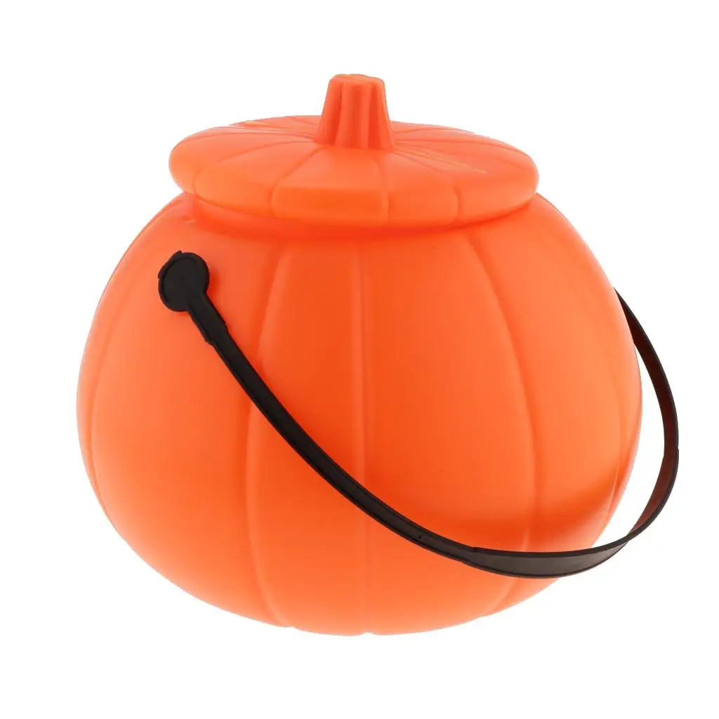 Halloween Candy Bucket Pumpkin Holder Jar Plastic Trick or Treat Pot for Kids Party Decor