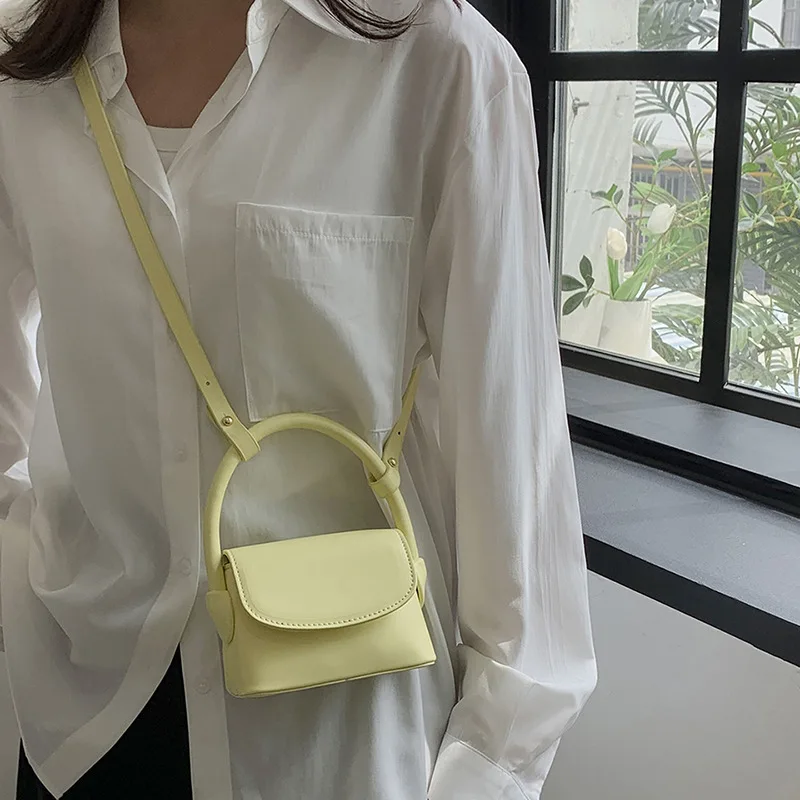 Simple Handbag Cute Candy Color Mini Lipstick Key Bag Clutch PU Leather Fashion Women\'S Coin Casual Shoulder Crossbody Bags