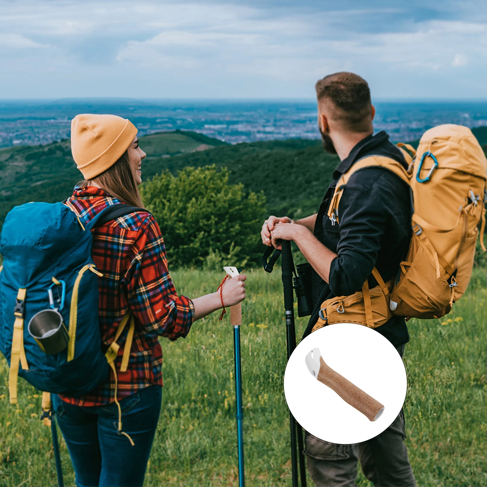 

Trekking Pole Handle Adapter Nonskid Hiking Grip Outdoor Walking Stick Skiing Supplies Spherical Cane Replacement Part