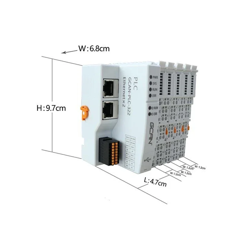 Programmierbare Logiksteuerung, Ethernet-Kanal, unterstützt ModbusRTU Master/Slave-Protokoll, Temperaturbereich -40 ℃ ~+85 ℃   GCAN-PLC-322