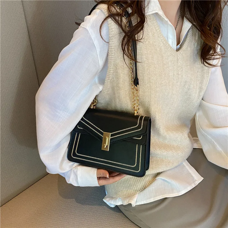 2023 Mode Nieuwe Hoogwaardige Lederen Designer Handtasketting Schoudertas Elegante Vrouwelijke Vierkante Crossbody Tas