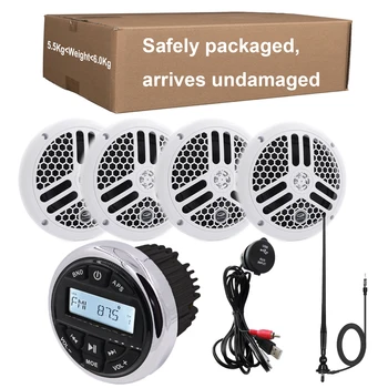 Marine Stereo Radio/Waterproof Speakers/FM Antenna Receiver/USB AUX Extend Cable/6 Options Available,for ATV Jetski Boats