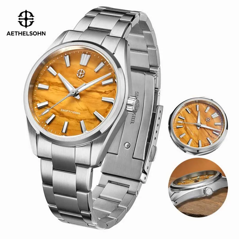 AETHELSOHN TERRA GOLDEN STRATA Luxury Watch For Men VH31 Quartz Original Design Luminous Wristwatch 100M Waterproof 316L Steel