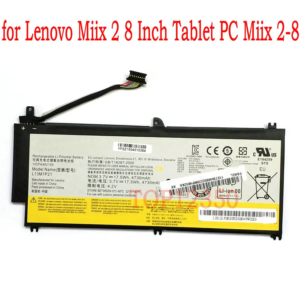 

Original 3.7V 17.5WH 4730MAH L13L1P21 Battery For Lenovo Miix 2 L13M1P21 Miix 2-8 8 Inch Tablet PC