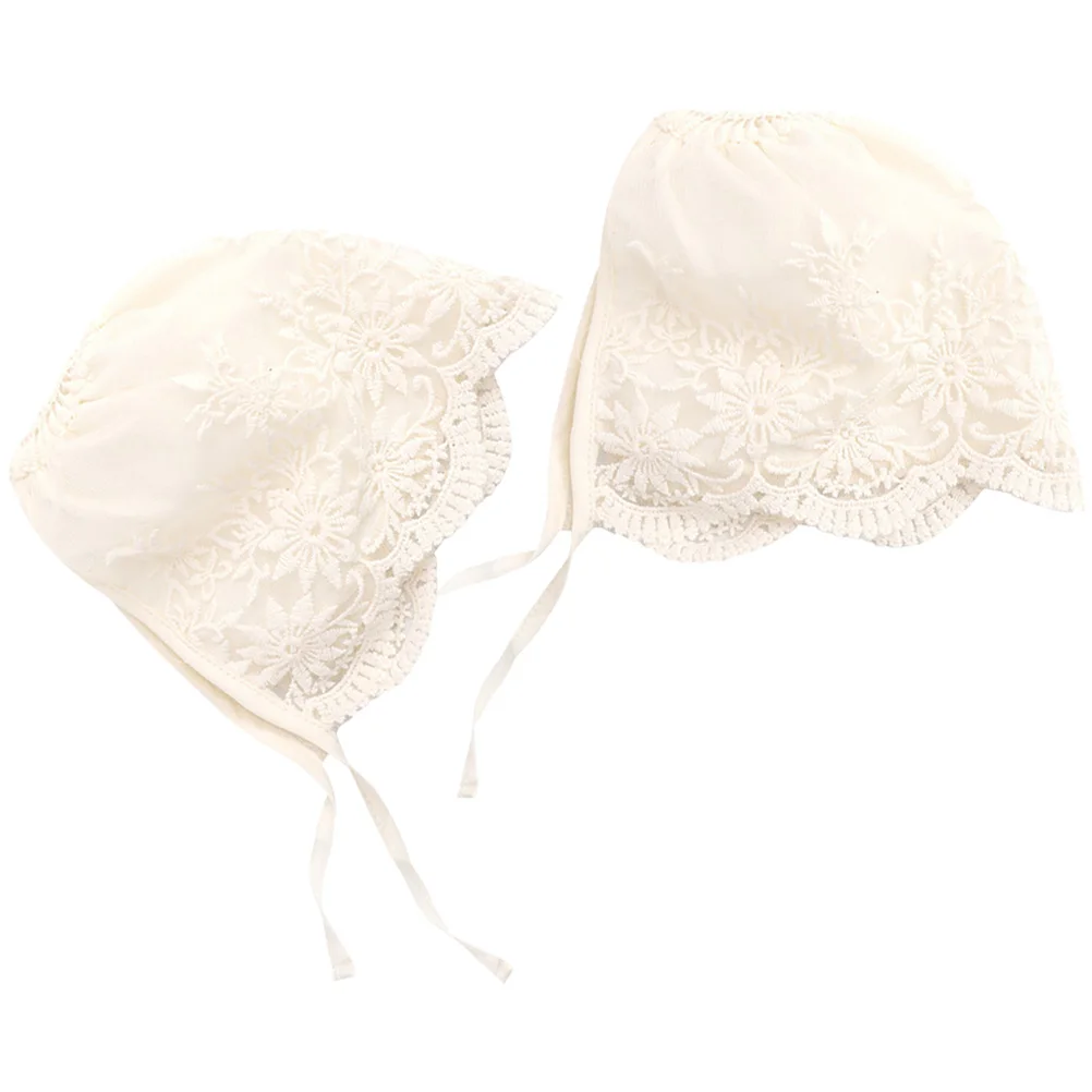 

2Pcs Princess Court Bonnet Baby Girl Newborn Lace Head Wraps Gifts Summer Cap Baptism Easter Kids 0-6Months Breathable