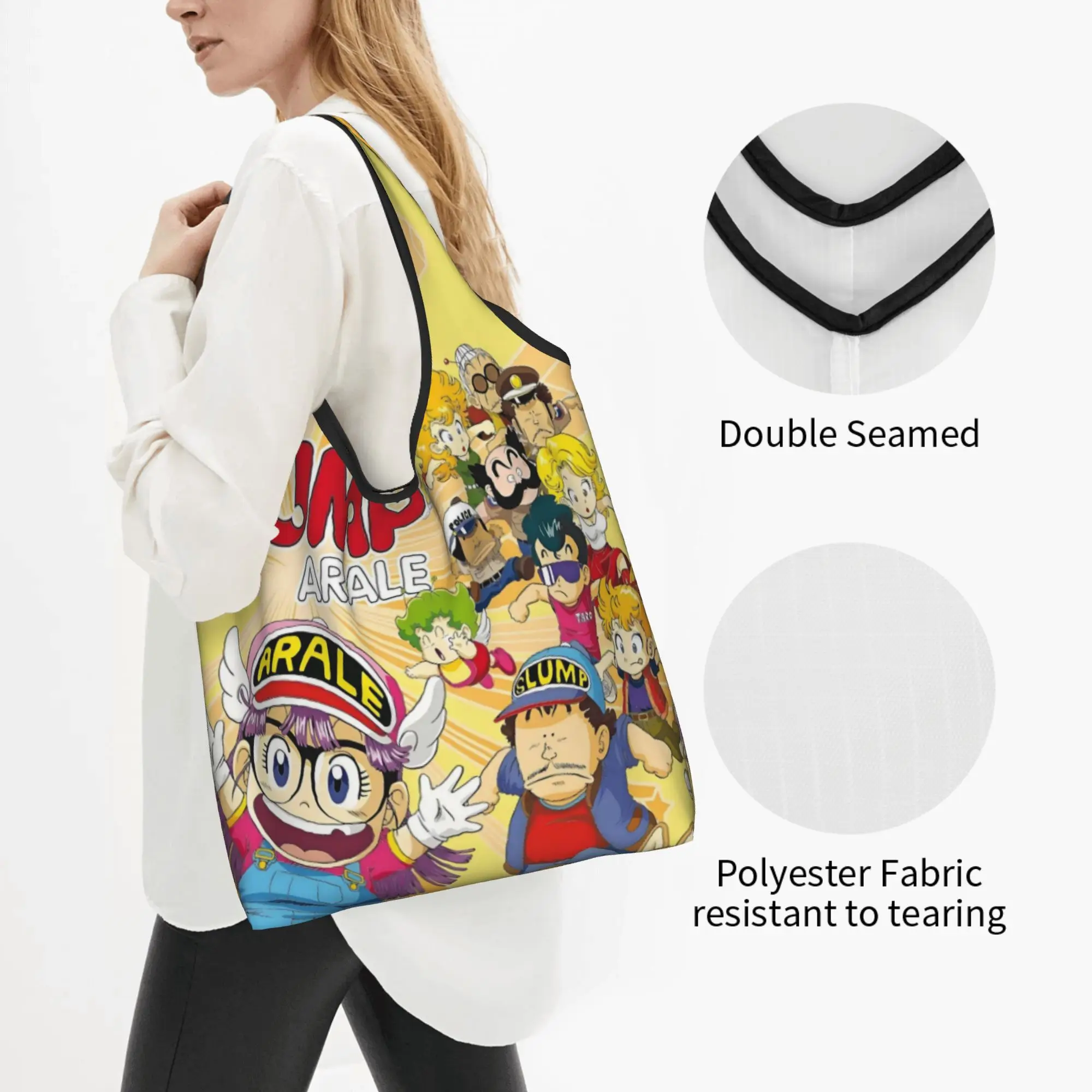 Arale Norimaki Dr Slump  Grocery Shopping Bags Fashion Shopper Shoulder Tote Bags Big Capacity Portable Anime Cartoon Handbag