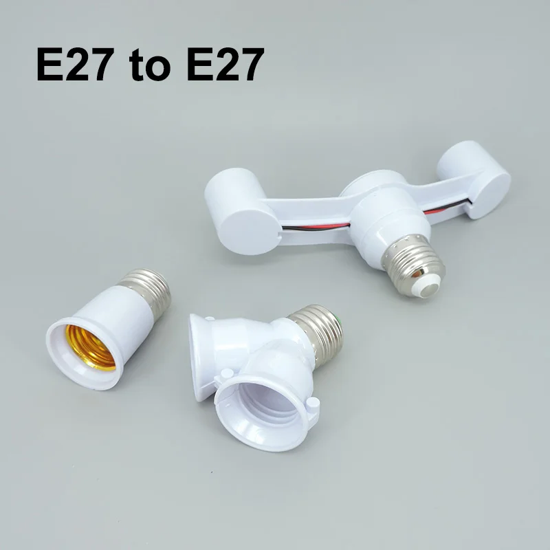 

AC 110v 220v 2 In 1 E27 to E27 head Extended LED Lamp base Holder Bulbs power Socket Splitter Adapter For home Photo Studio r1