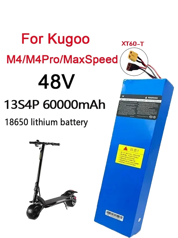 48V 13S4P 60000mAh Lithium-Ionen-Akku für Elektroroller, eingebautes BMS-Schutzsystem, Akku für Kugoo M4/M4Pro/MaxSpeed-Serie