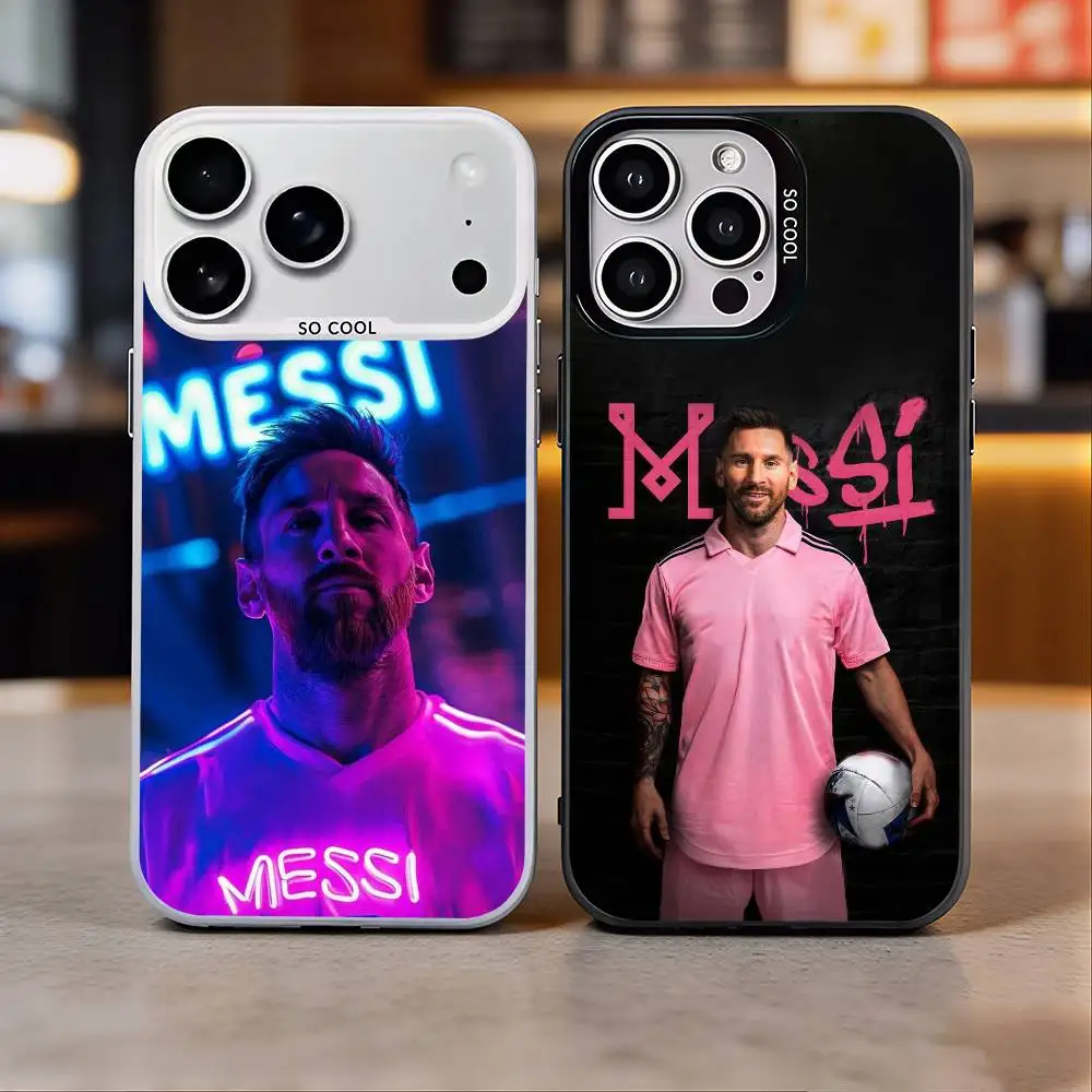 

Football Star M-Messi Colorful Silver Back Phone Case For IPhone 17 16 15 14 13 12 11 Plus Pro Max Plus