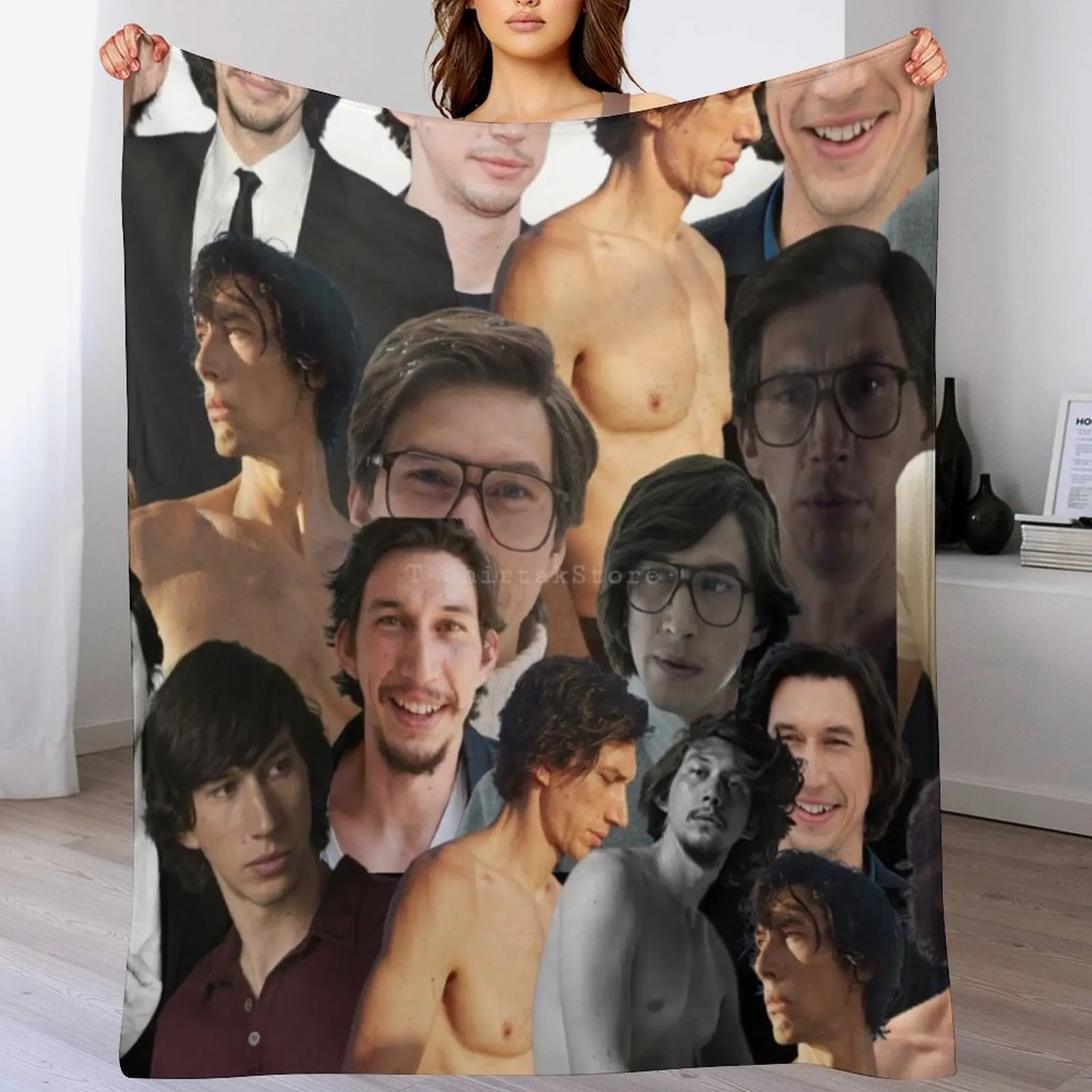 

adam driver photo collage Throw Blanket Warm Plush Fuzzy Blanket for Living Room