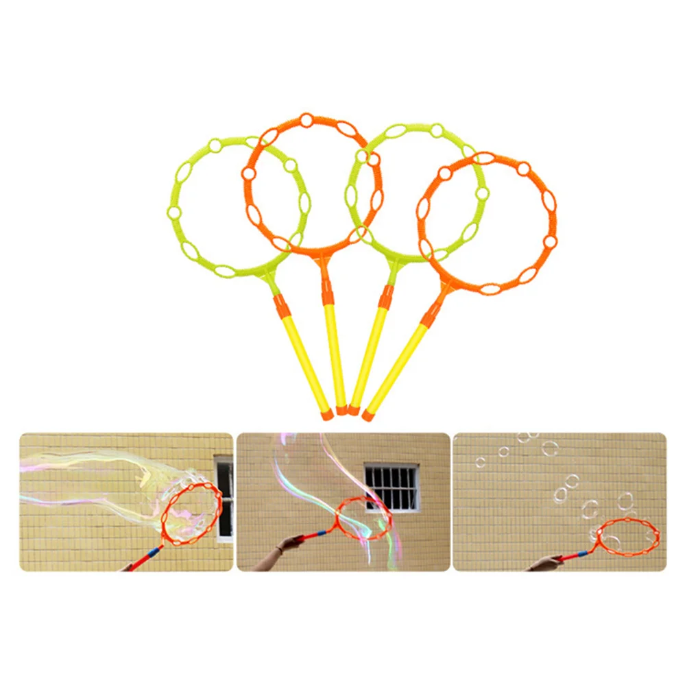 Großer Blasenring für den Außenbereich, blasendes Blasengebläse, kleiner Kreis, langer abnehmbarer Griff, Kinderspielzeug, orange Farbe