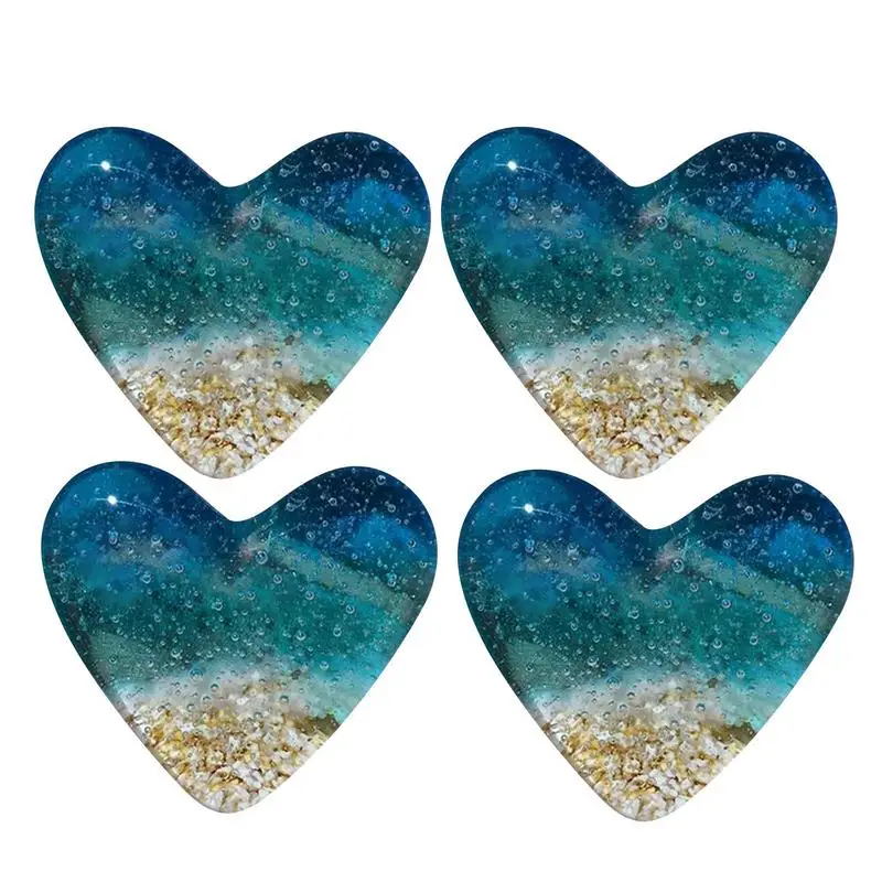 Sea Beach Glass Souvenir Heart Shaped Ornaments Romantic Blue Crystal Glass Heart For Someone You Love