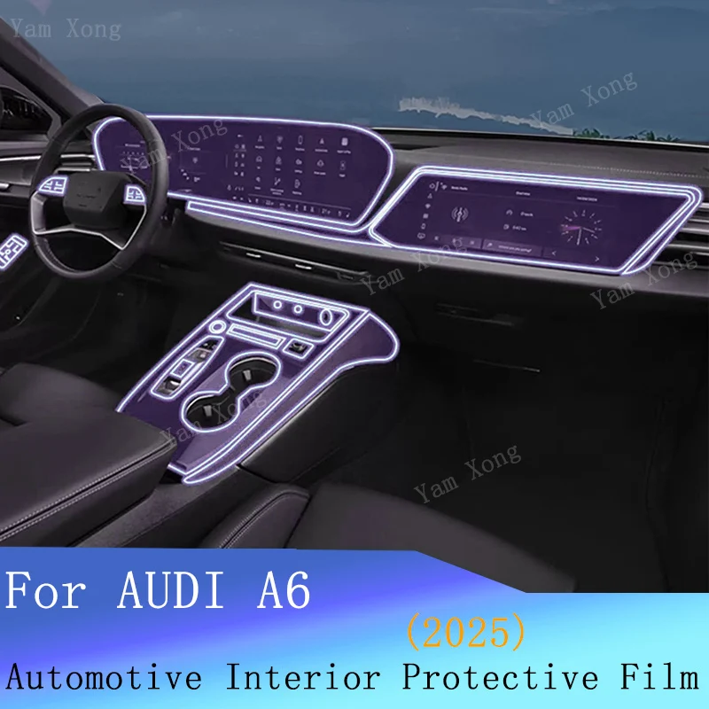

Car LED Navigation Dashboard Protective For AUDI A6 2025 Full set interior Film Center Console Sticker Cover Film B Pillars Film
