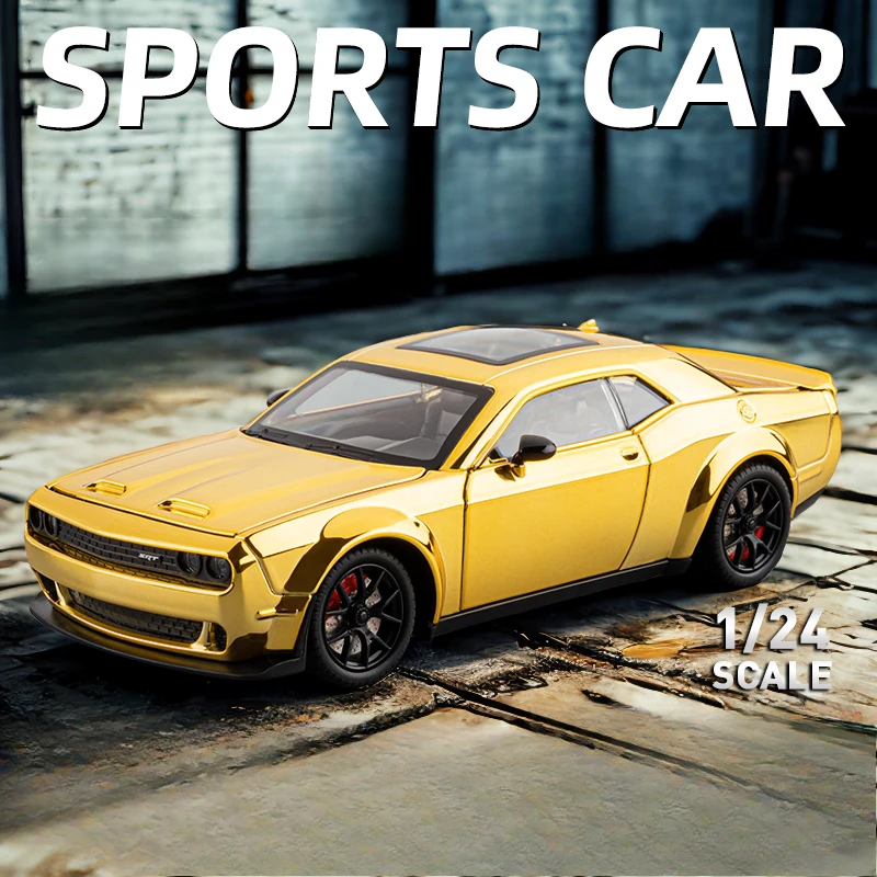 1:24 Challenger SRT Hellcat coche deportivo simulación coche en miniatura de aleación extraíble sonido y luz niño coche de juguete regalo