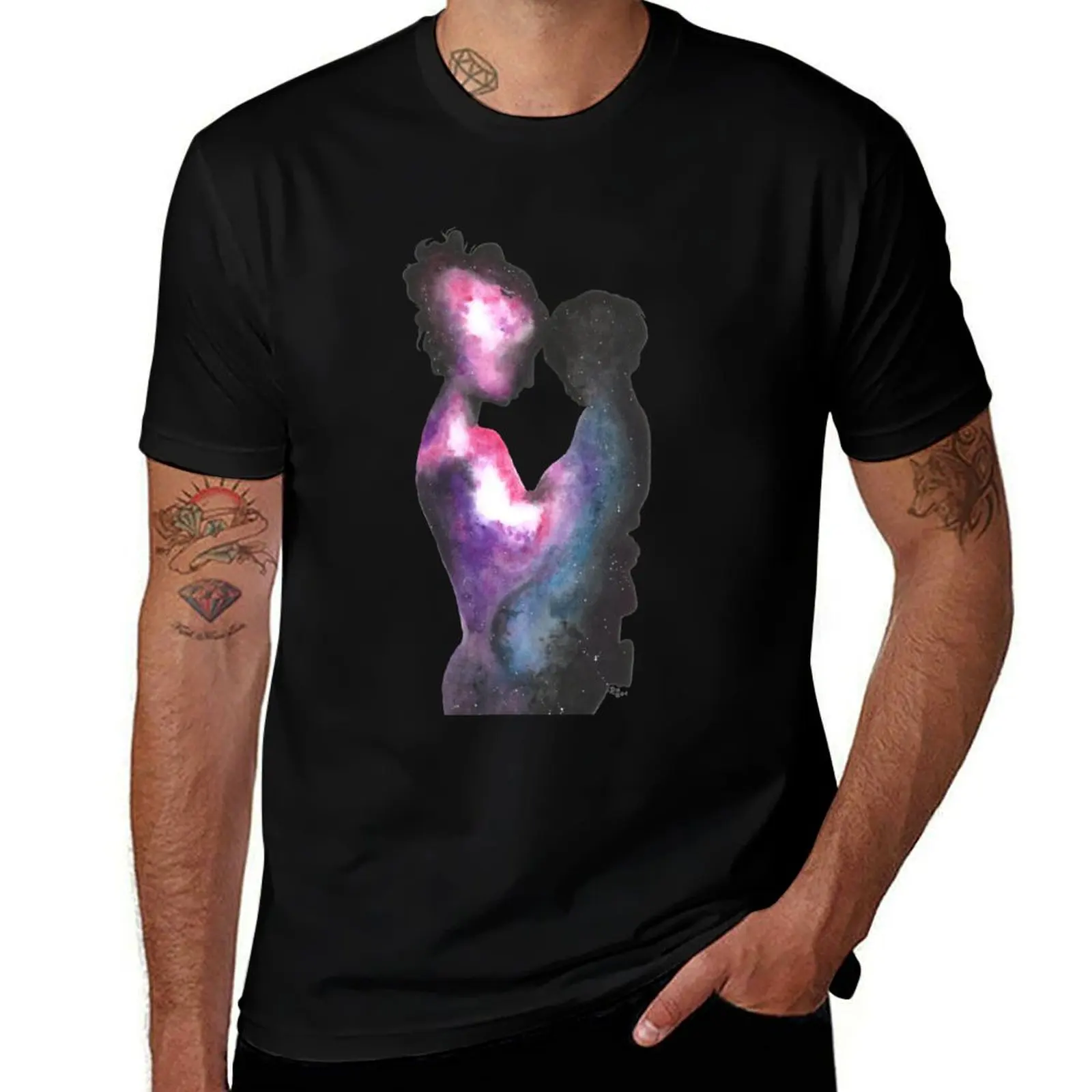 

Galaxy Mother and Child Ручной рисунок Art, Mum Kid Art Футболки с рисунком хлопковые футболки с рисунком футболки черные мужские футболки