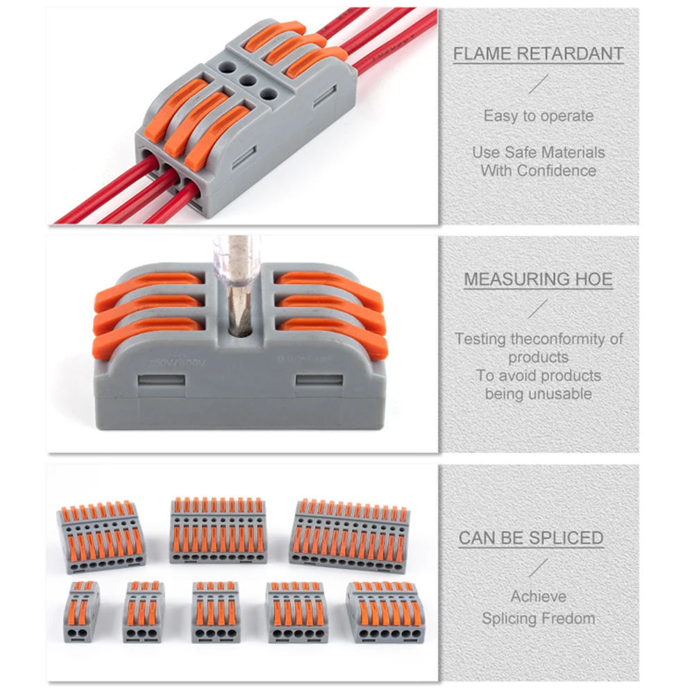 25/50/100PCS Quick Compact Electrical Butt Wire Cable Connector 1-12Pin Plug-in Terminal Home Wiring Module Junction Box 222 ﻿