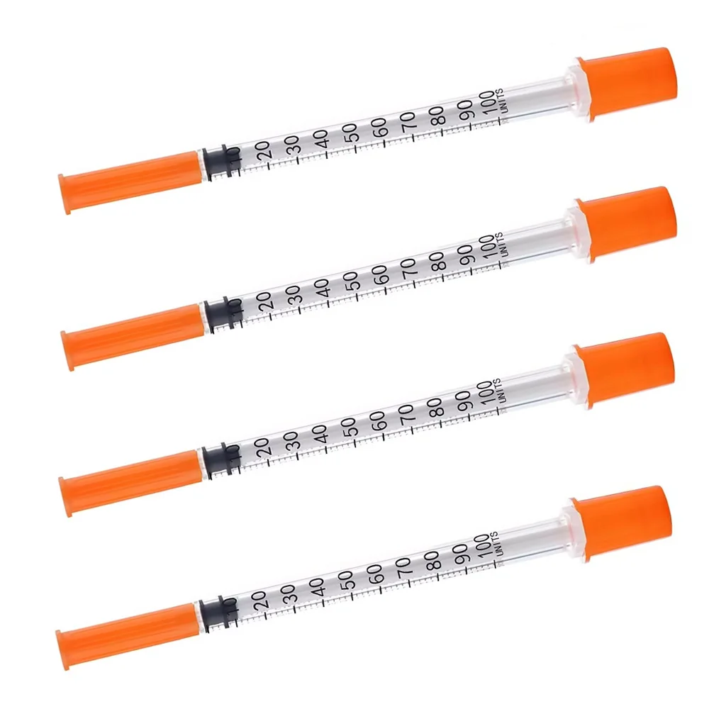 100pcs Disposable 1ml U-100 Insulin Syringe Various Sizes 29G/30G/31G Individually Packed For Lab, Pets Feeding