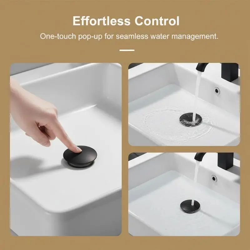 66mm Basin Waste Plug Chrome Sink  Up Cap Push Button Click Clack Durable Replacement For Bathroom Kitchen Basin Update
