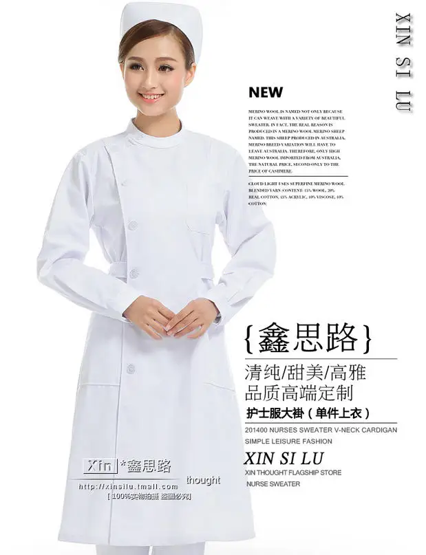 Nurse dress long sleeve female winter dress round neck short sleeve summer dental beauty salon division work uniform custom logo