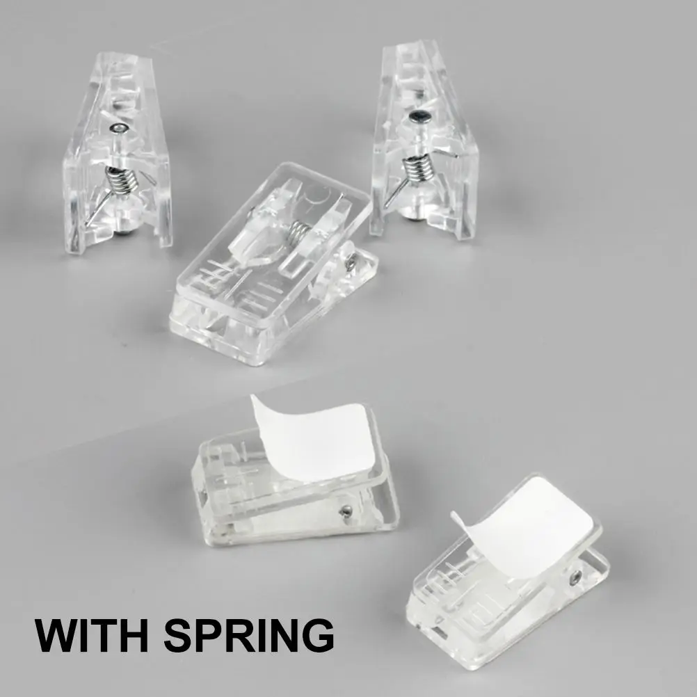 50pcs Self Spring Clips Clear Plastic Id Cards Clip Badge Holders ID Card Clip Wall Photo Paper Clips Spring Designed