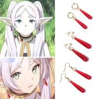 Anime Frieren: Beyond Journey's End Red Earrings Studs Earrings Clips Pendants Friends Elves Cosplay Props Accessories Gifts