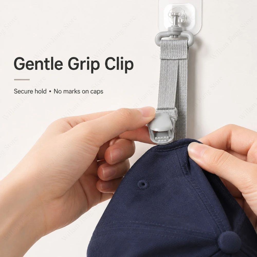 Baseball Cap Hanging Organizer Hat Rack Storage Rope With Clips Multi Caps Display Hanger For Closet Wardrobe Bedroom Door view 3