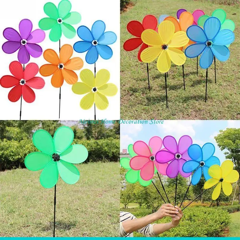H7BF 6pcs Single-Laye Six Windmill Wind Spinner Pinwheels Home Garden Yard Decoration Kids New