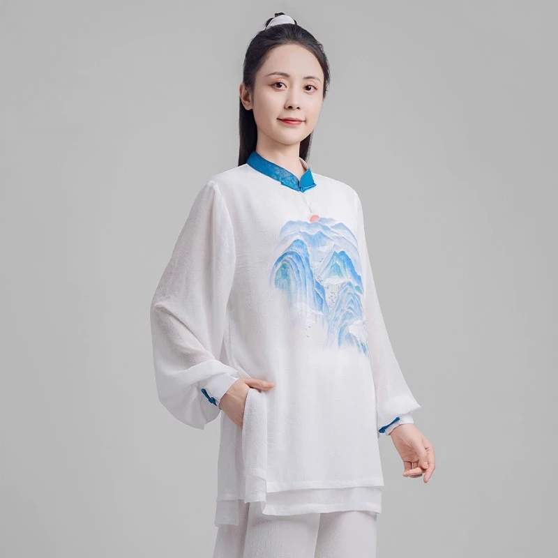 Elegant Women's Wushu Tai Chi Suit Chinese Kung Fu Uniform with Fluid Drape Breathable & Comfortable for Martial Arts Practice