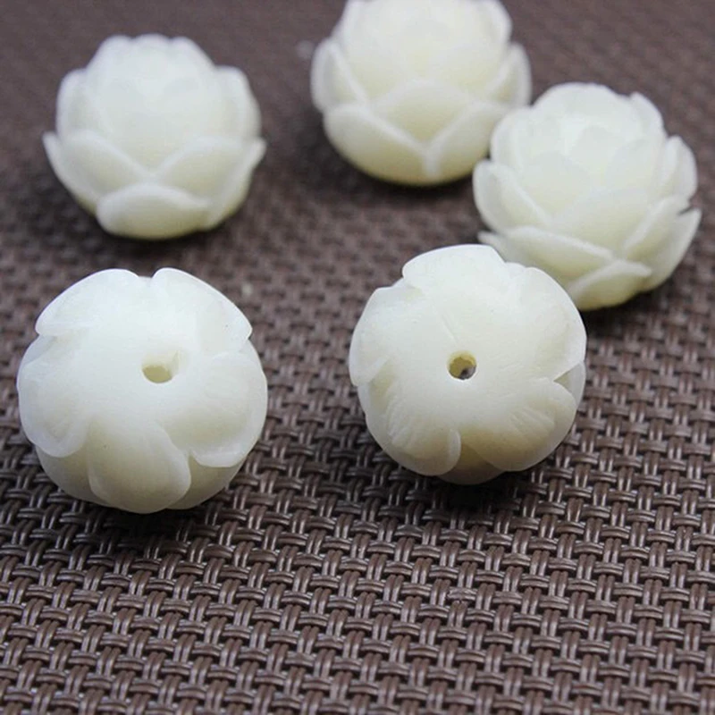 1pcs Manual Carved Lotus Shape Loose Beads DIY Charm Jewelry Flower Spacer Beads