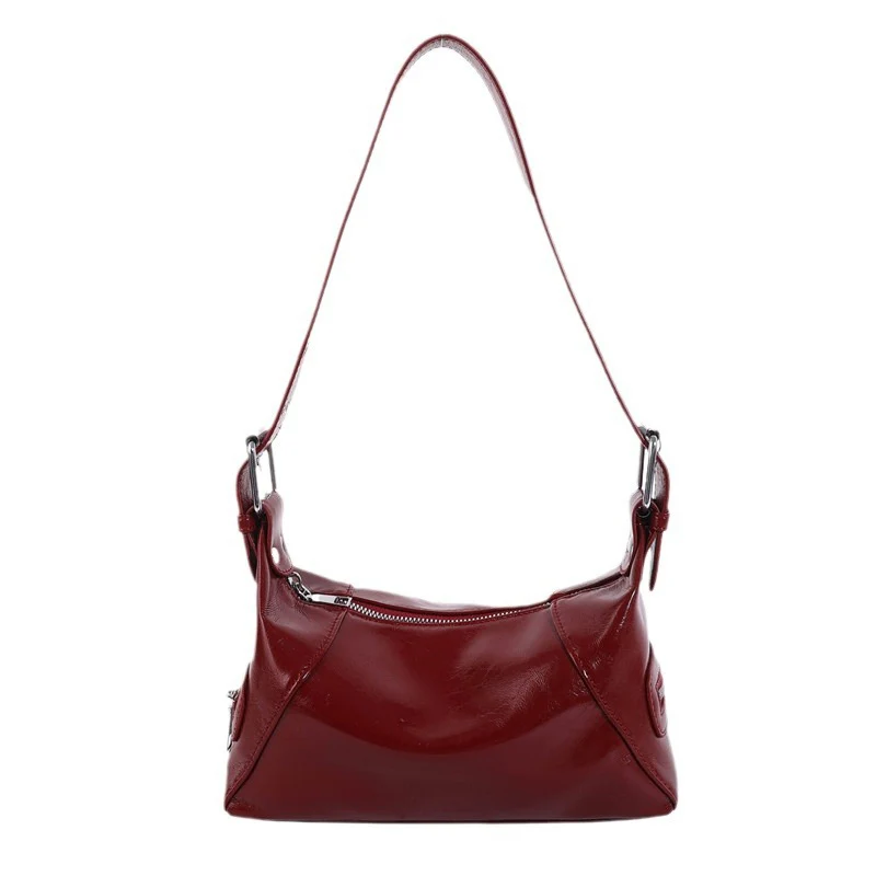 Retro Versatile Wine Red Shoulder Bags For Women 2024 New Trend Simple Female Coin Purses Autumn Winter Commuting Handbags