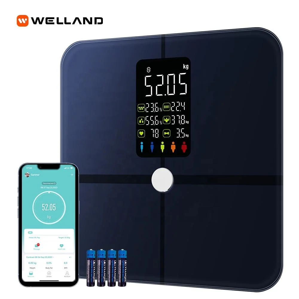 Welland USB Charging Weight Scale Hot Selling  LED Display Electronic Body Fat Scale with Weighting