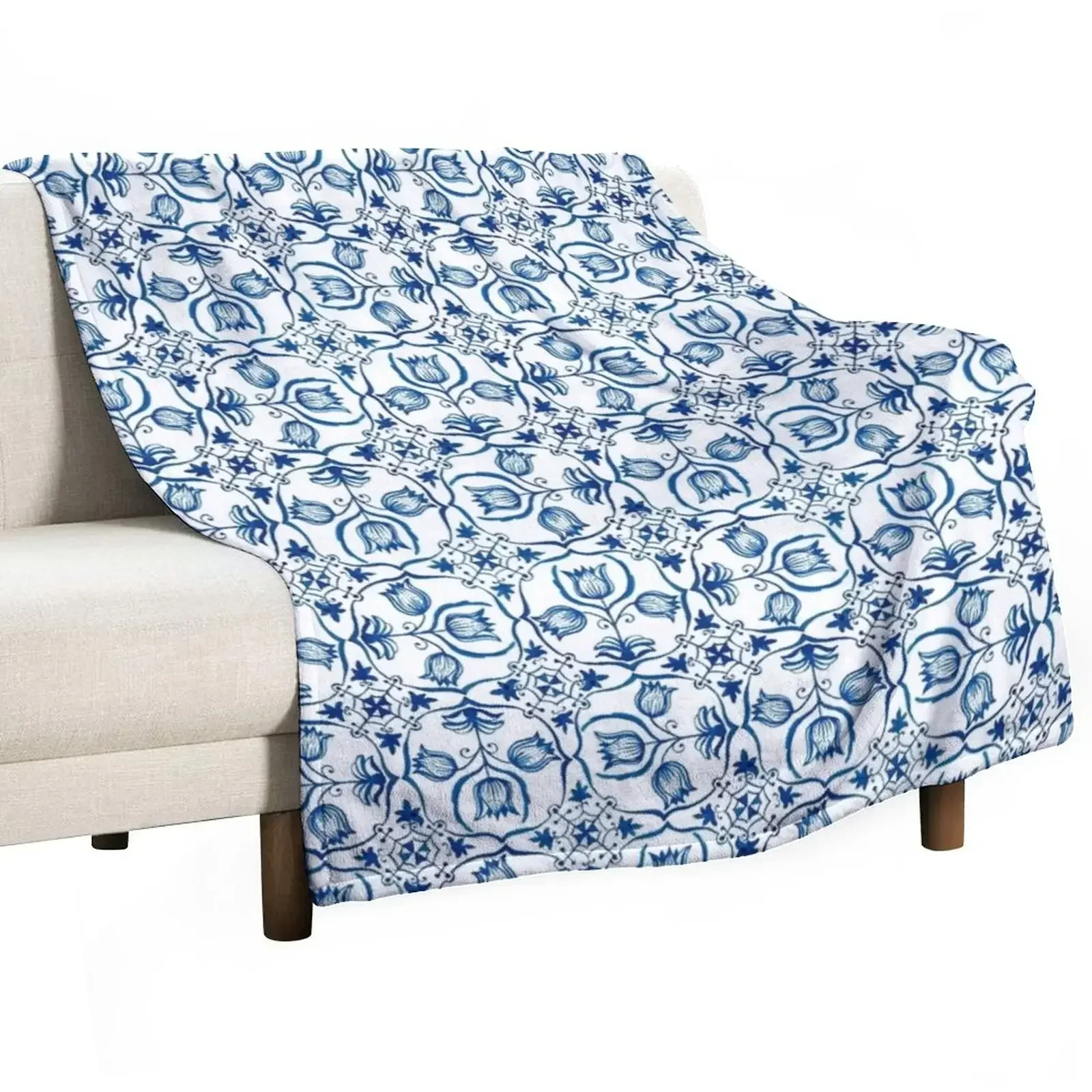 

Delft Blue Tulips Throw Blanket Decorative Beds Fashion Sofas Flannels Blankets