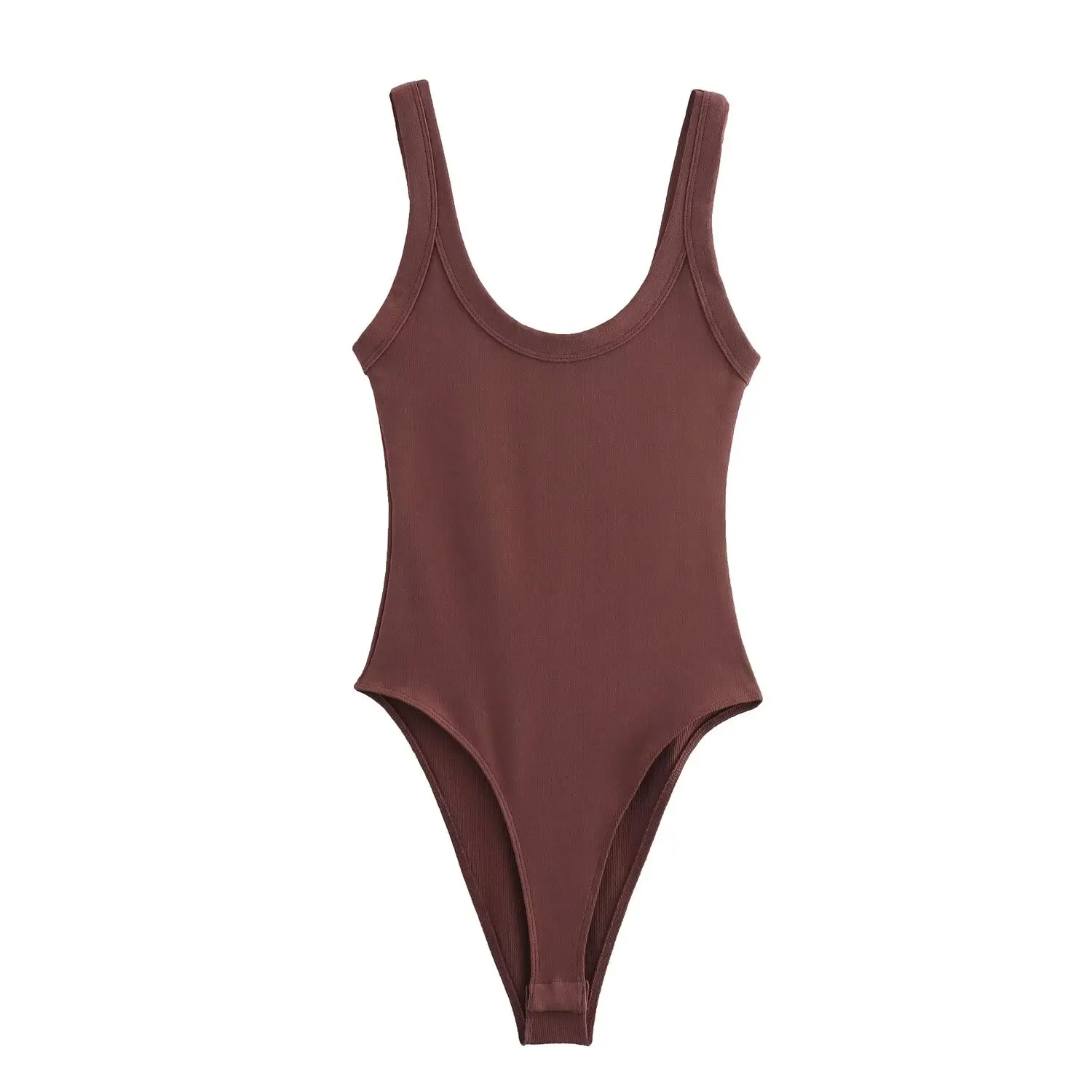 BSK&TRAF Tuta estiva con tracolla quadrata a coste miste 2025 Top tinta unita slim moda donna nuova