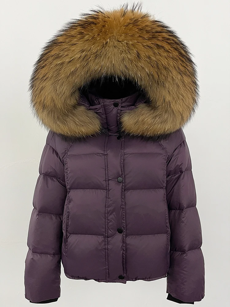 

MENINA утолщенная теплая пушистая куртка-пуховик Femlae 2025, новая осенне-зимняя верхняя одежда, женская верхняя одежда с капюшоном и воротником из натурального лисьего меха на пуху Caot