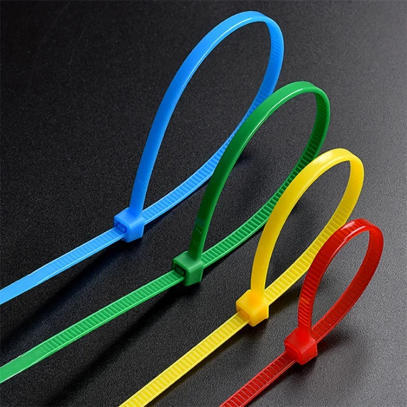 100Pcs/pack 4*200mm width 2.7mm Colorful Factory Standard Self-locking Plastic Nylon Cable Ties,Wire Zip Tie