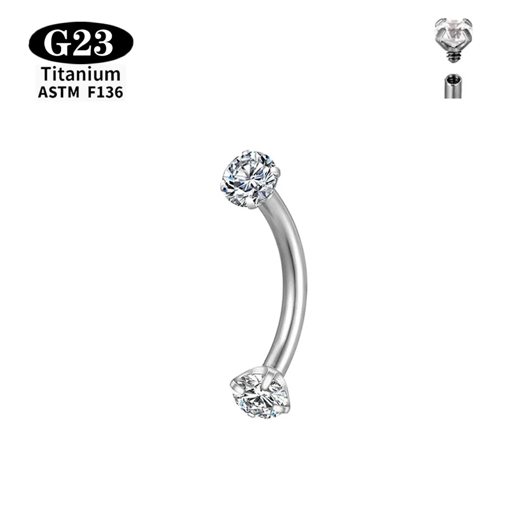 1/5 Stück ASTM F136 Titan Innengewinde Augenbrauenpiercing Rook Gebogene Barbell-Set Augenbrauen Tragus Lippenringe – Detail 5
