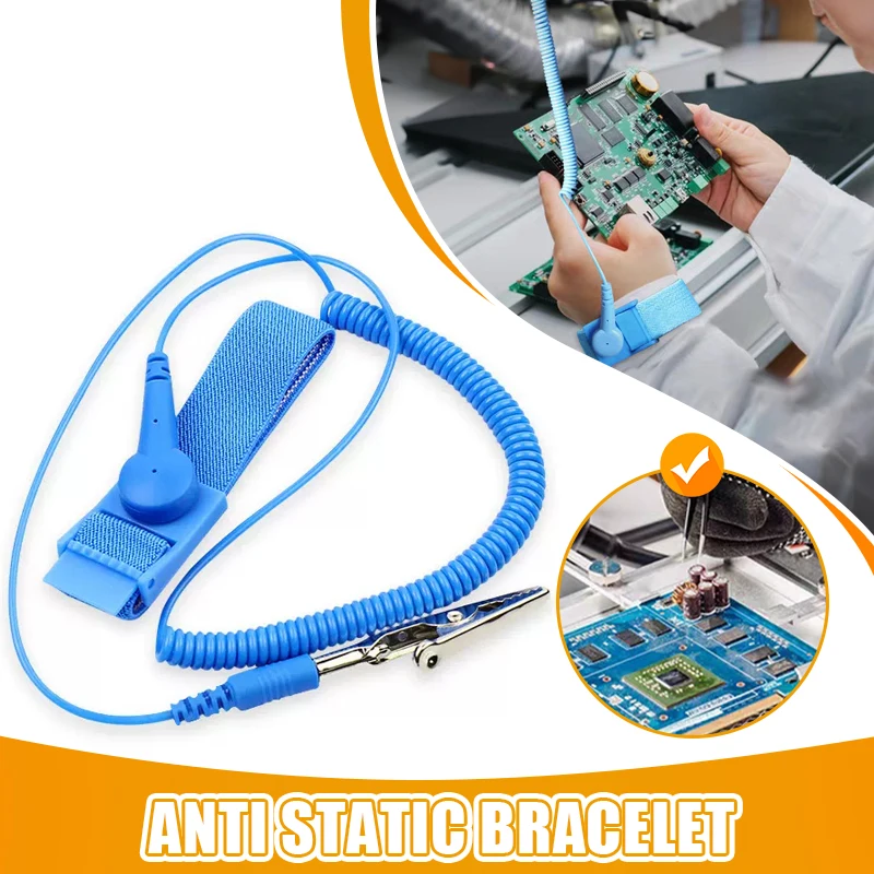 Anti Static Bracelet Electrostatic Corded Adjustable ESD Discharge Cable Wrist Band Strap Hand With Spare Wristband Repair Tools