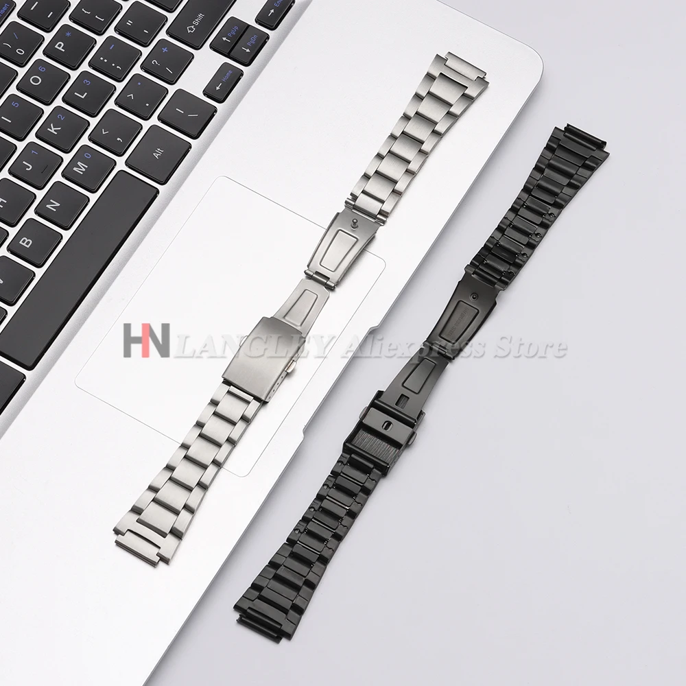 카시오 F-108/W-218 F91W F84 W-800H SGW400 AE-1200/1300 남성용 스포츠 접이식 버클 팔찌용 18mm 스테인레스 스틸 시계 스트랩