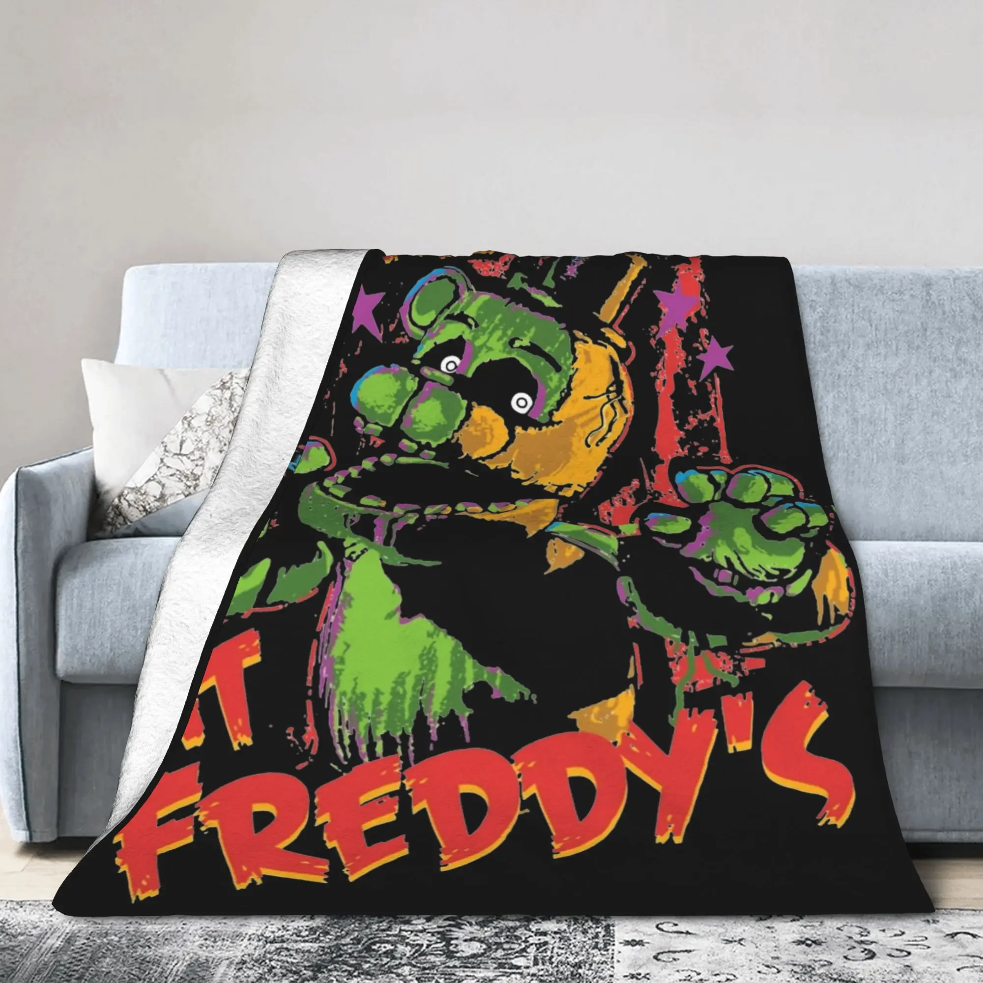 Halloween Five Nights Horror Game Blankets Velvet  Winter   Multifunction Super Warm Throw Blanket for Bed Bedroom Rug Piece