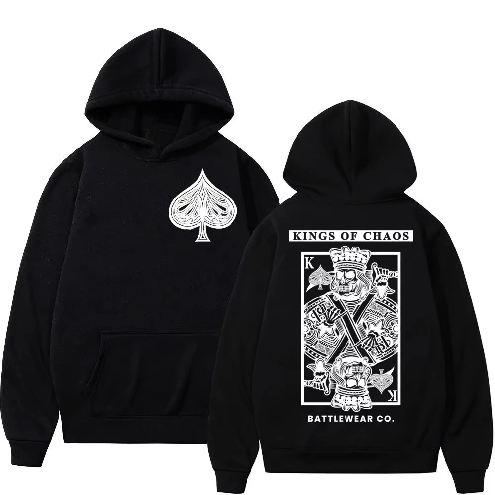 Kings of Chaos Battlewear Co Felpa con cappuccio grafica Abbigliamento maschile Felpe vintage gotiche Uomo Donna Moda casual Pullover larghi