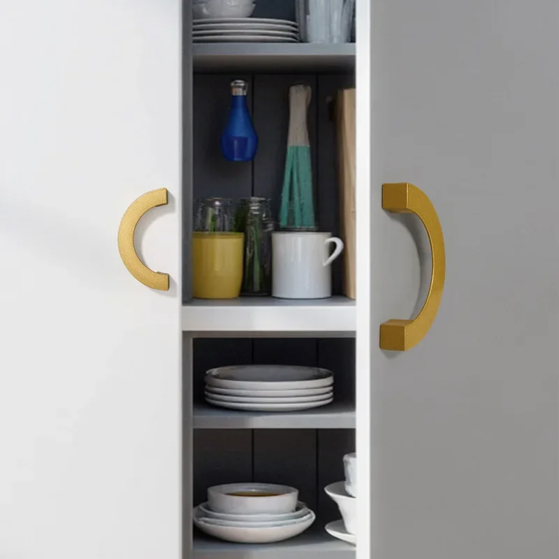 Aluminum Alloy Semicircular Pull Handle—Pair-Mounted for Wardrobe, Cabinet, and Drawer Door Handles; Furniture Hardware Accessor