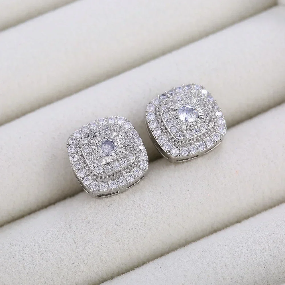 2026 Brilliant Cubic Zirconia Stud Earrings for Princess Square Shape Versatile Style Fancy Gift Women Earring Classic Jewelry