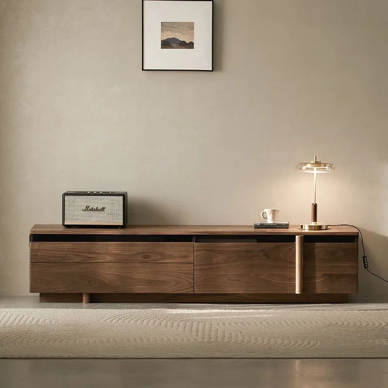 

Modern Simple Solid Wood TV Cabinet Walnut Nordic Home Floor Cabinet Living Room Small Apartment Coffee Table Combination